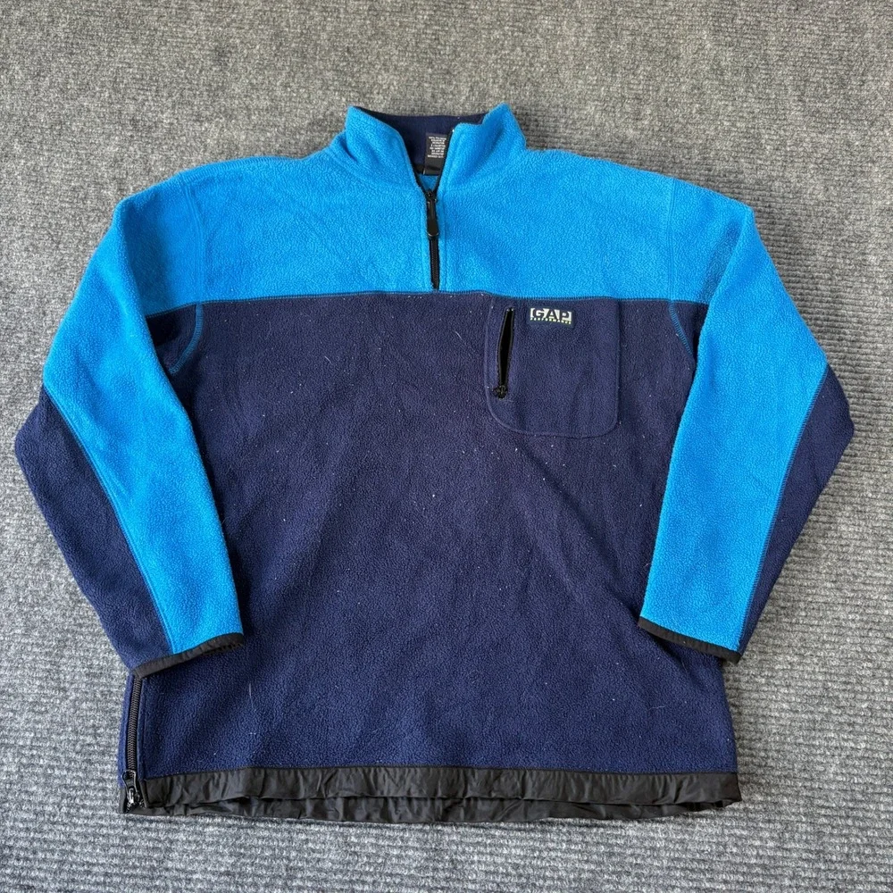 Gap Performance Kids XXL 14-16 Fleece Pullover 1/4 Zip Blue Colorblock 4210